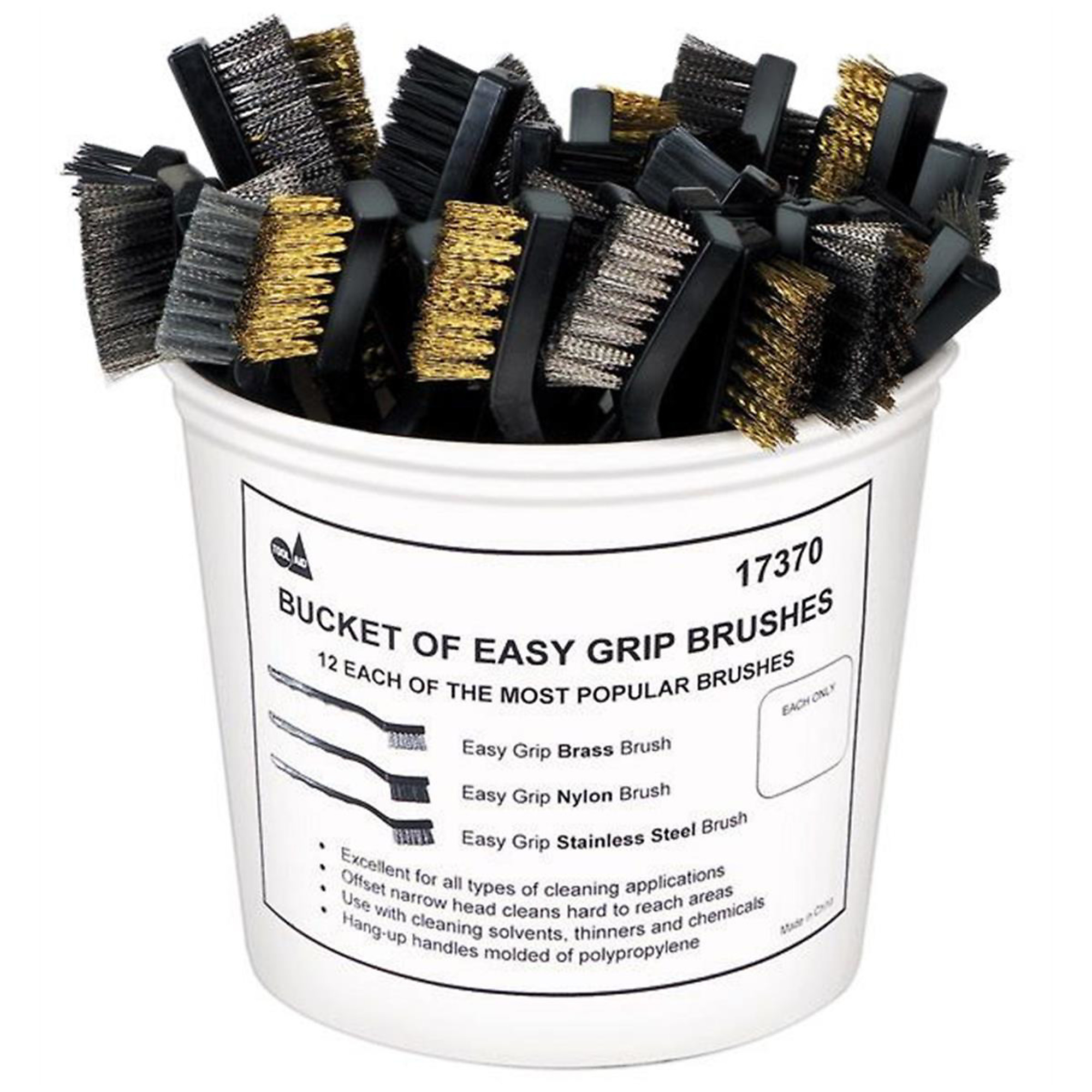 SG Tool Aid Brush Display — 12 Brushes, Brass/Nylon/Stainless Steel Bristles, 7in. Length, Model# SGT17370